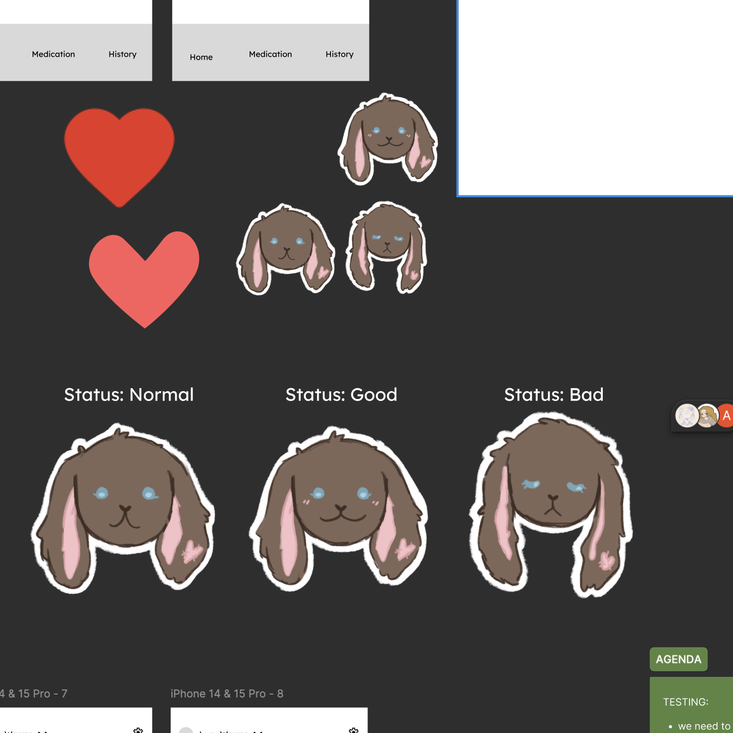 My group member, Lucy, drew digital personas of Miffy for our Protopie prototype.